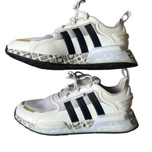 Adidas NMD R1 V3 White Gold Plaid Mens Sneakers
